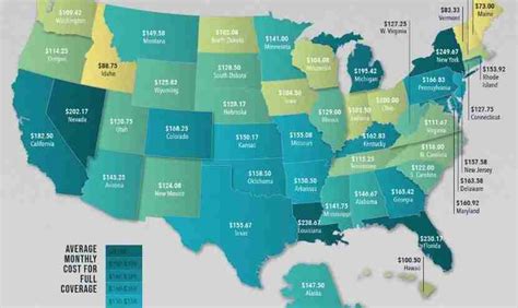 Average Car Insurance Rates by State | Infographics Archive