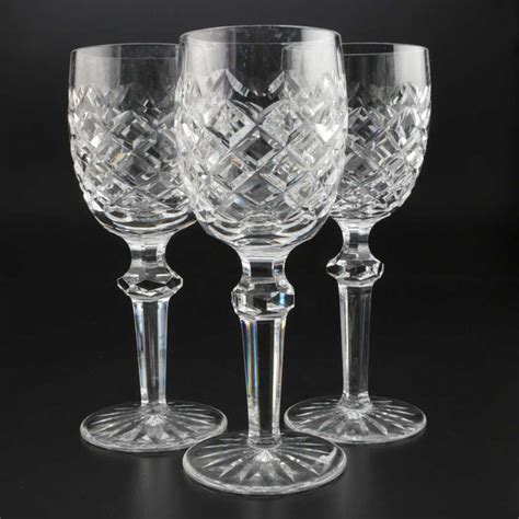 Waterford Crystal "Powerscourt" Claret Wine Glasses, Mid to Late 20th ...