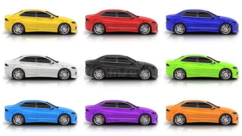 Nine Car in Different Colors Stock Illustration - Illustration of auto, colour: 101483421