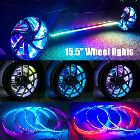 LED Wheel Light 4x Rings RGB Multi-color with Chasing Effect