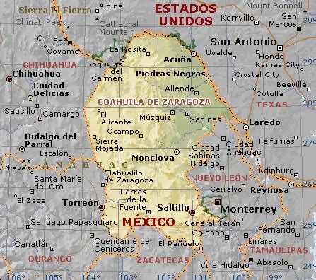 Mapa Fisico Politico Coahuila De Zaragoza - MapSof.net