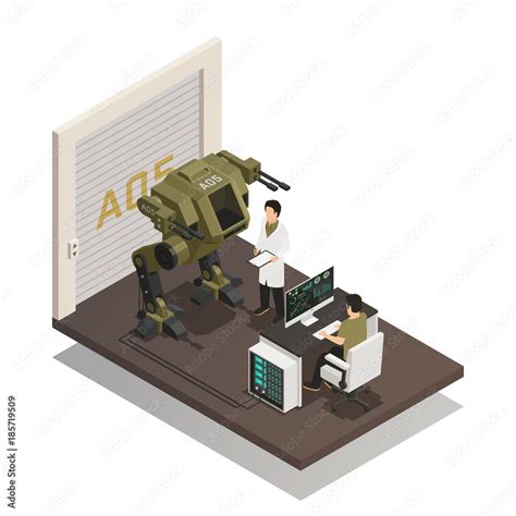 Fighting Robots Isometric Design Concept Stock Vector | Adobe Stock