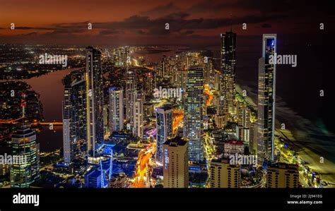 Surfers Paradise, Gold Coast, Australia - City skyline illuminated at ...