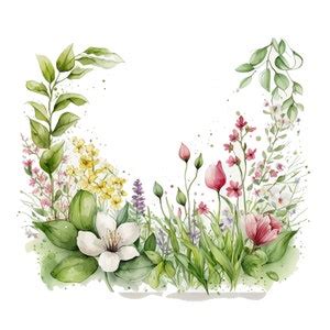 10 Watercolor Spring Border Clipart Jpgs,commercial Use,digital ...