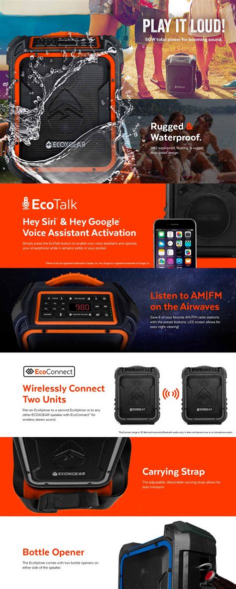 EcoXgear EcoXplorer Rugged Waterproof Shockproof Portable Bluetooth Sp | Bluetooth Speakers ...