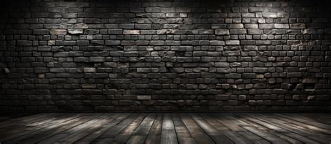 Premium Photo | Black brick walls and wooden floors