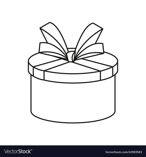 Outline gift box surprise birthday Royalty Free Vector Image