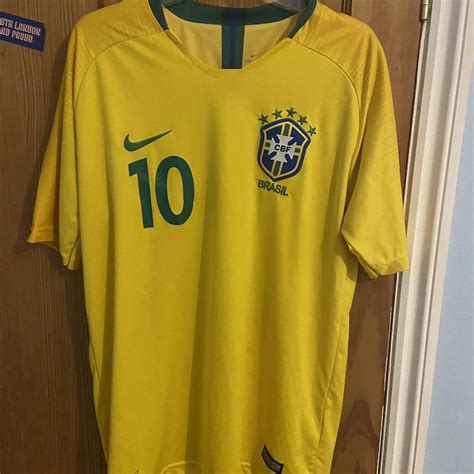 2018 Neymar jr Brazil shirt Worn once Mens large - Depop