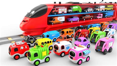 Colors for Children to Learn with Train Transporter Toy Street Vehicles ...