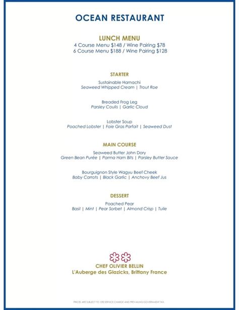 Ocean Restaurant Singapore Menu | Menu restaurant, Ocean restaurant, Menu