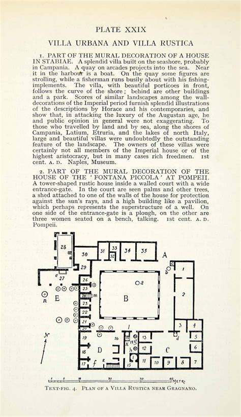 1927 Print Villa Rustica Architecture Floorplan Roman Archaeology Grag