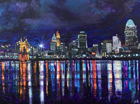 City Skyline At Night Painting | Wallpapers Quality