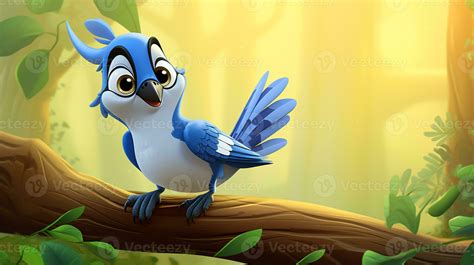 a cute little Blue Jay in Disney cartoon style. Generative AI 32876003 ...