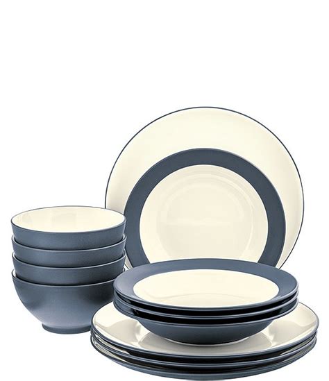 Noritake Colorwave Blue Collection 12-Piece Coupe Set, Service For 4 ...