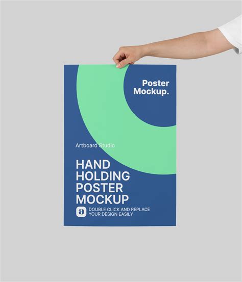 Hand Holding A3 Poster Mockup — Mockup Zone