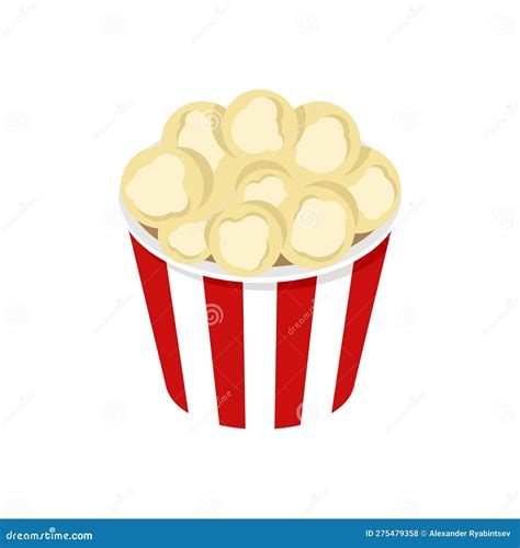 Popcorn Bucket Isolated on White Background. Flat Style Vector Illustration. Stock Vector ...