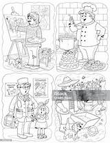 Different Professions Illustration For Children Coloring Page Funny  sketch template