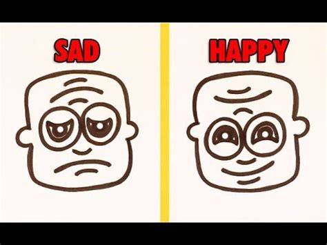 How To Draw Sad Face & Happy Face Upside Down Optical Illusion Art For ...