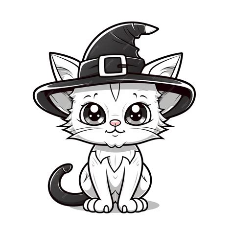 Premium AI Image | Purrfectly Adorable Halloween Cat Cute and Simple Coloring Page with Black ...