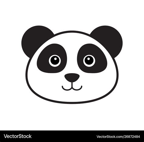 Flat outline panda face icon Royalty Free Vector Image