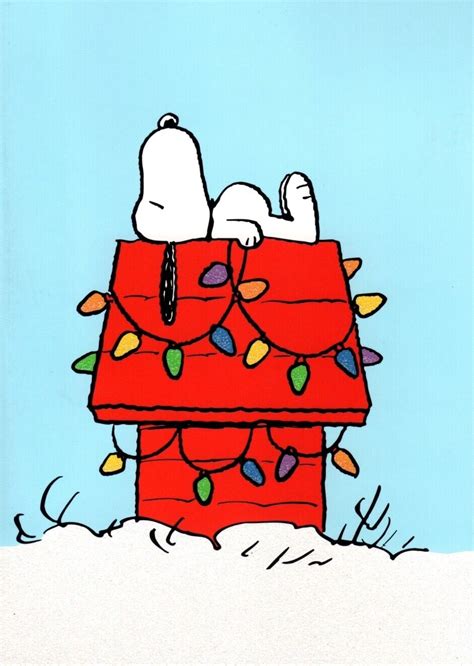 Snoopy Christmas Lights Red Dog House Blank Inside Note Cards - Set of ...