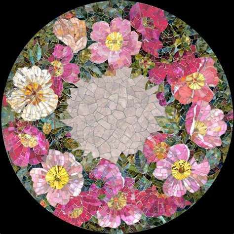 Mosaic table top Dogrose flower | Mosaik, Mosaikgarten, Mosaikmuster