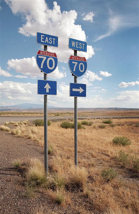 East And West Interstate 70 Signs, Utah, Usa Digital Art by Maria Schriber Rm - Fine Art America