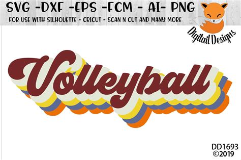 Retro Style Volleyball Word Art SVG (371312) | Cut Files | Design Bundles