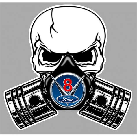 FORD V8 Piston-Skull laminated decal - cafe-racer-bretagne.clicboutic.com