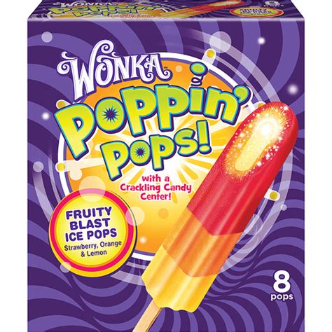 WONKA Poppin' Pops Fruity Blast Ice Pops Strawberry, Orange & Lemon 8 ...