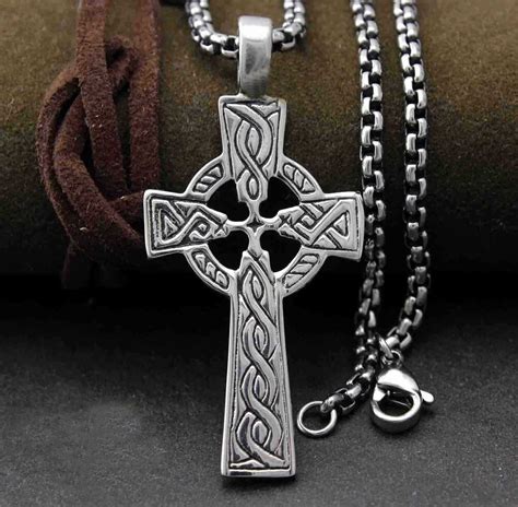 Irish CELTIC CROSS Ireland Pendant Necklace Titanium Stainless Steel Jewelry | eBay