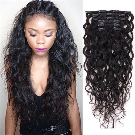 Amazon.com : Natural Curly Clip in Human Hair Extensions for Black ...