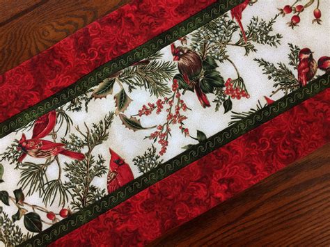 Table Runner Holiday Winter Christmas Birds Cardinals | Etsy | Quilted table runners, Table ...