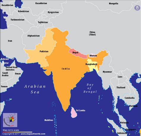 Map of India Sub Continent - Answers