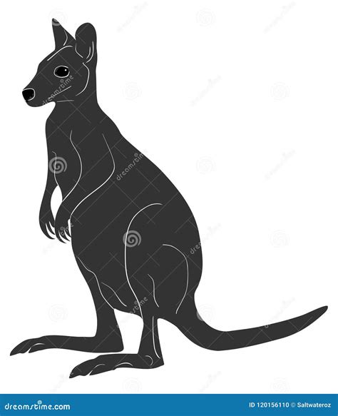 Black and White Wallaby Illustration with Transparent Cut Out Markings Stock Vector ...