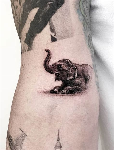 Cute Elephant Outline Tattoo