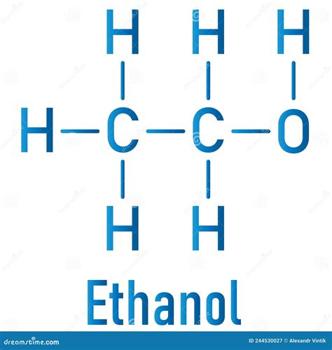 Ethanol, Ethyl Alcohol Molecule, Chemical Structure. Skeletal Formula. Cartoon Vector ...