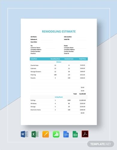 Home Remodeling Budget - 11+ Examples, Google Docs Google Sheets, Excel, Word, Numbers, Pages, Pdf