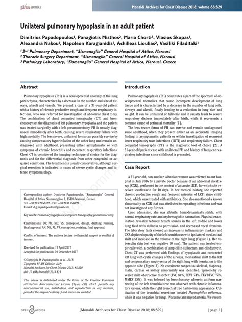 (PDF) Unilateral pulmonary hypoplasia in an adult patient
