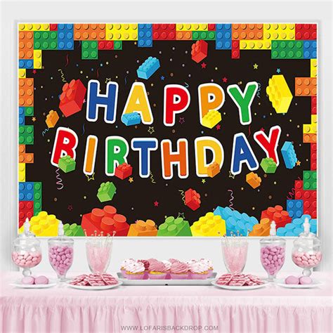 Building Blocks Colorful Birthday Backdrop for Kids - Lofaris