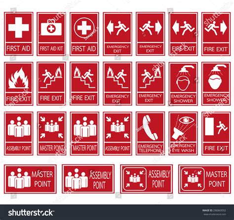 Red Safety Sign Vector Emergency Exit Stock Vector (Royalty Free ...