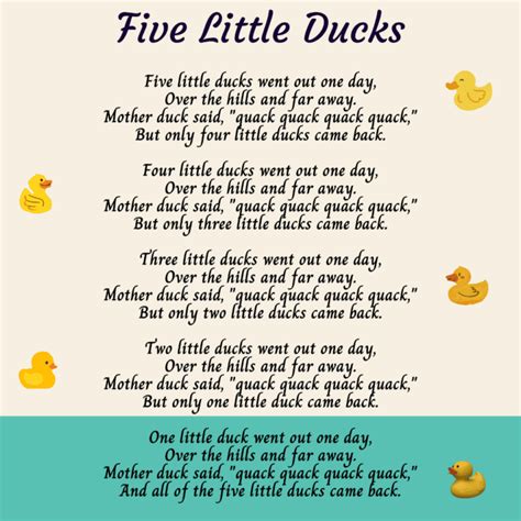 Five Little Ducks Printable Lyrics, Origins, and Video