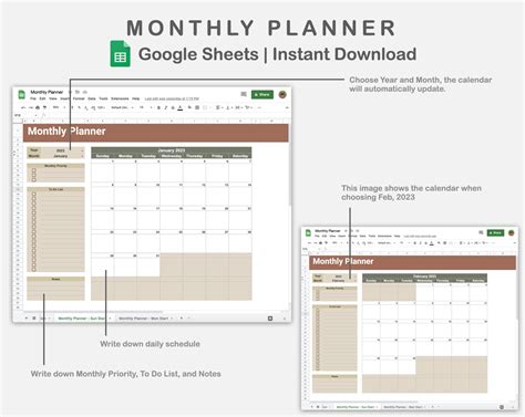 Google Sheets - Monthly Planner - Earthy – kjunstudio