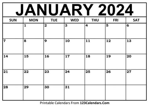 January 2024 Calendar Printable Free Download | Calendar printables, Free printable calendar ...