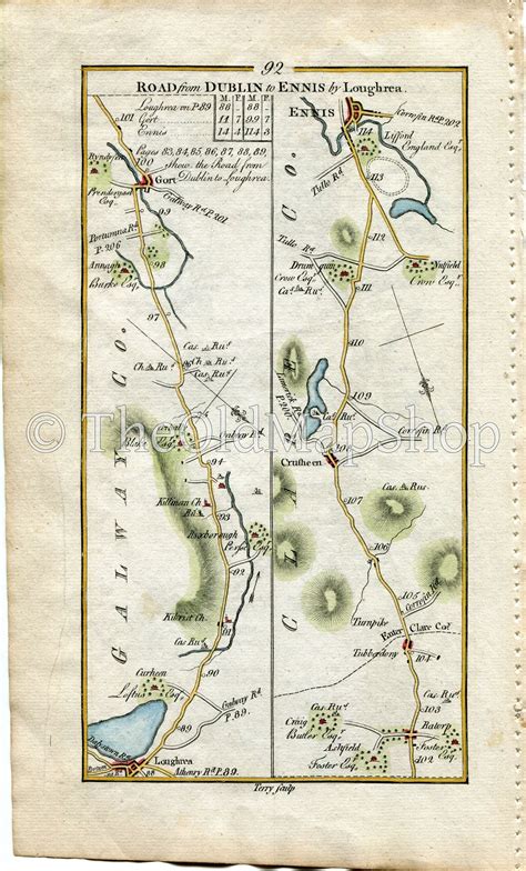 1778 Taylor & Skinner Antique Ireland Road Map 91/92 Dublin Lucan Leix – The Old Map Shop