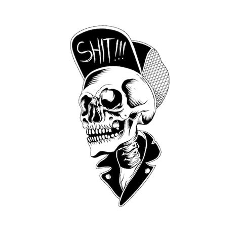 Premium Vector | Illustration of cool skull with hat vector design