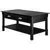 Amazon.com: Country Style Black Wood Coffee Table with 2 Storage ...