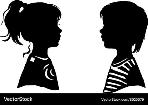 The two silhouette of a boy and girl Royalty Free Vector