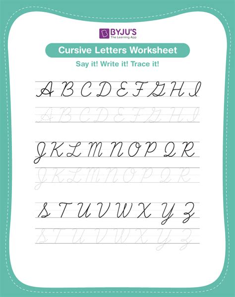 Cursive Capital Letters Worksheet | Free Printable Cursive Capital Letters Worksheet