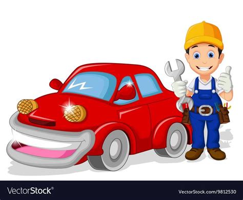 vector illustration of mechanic cartoon with car for you design ...